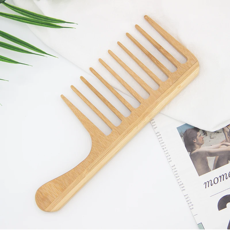 Hot Selling Wholesale Customized Logo Wood Bamboo Eco-friendly Wide Tooth Comb