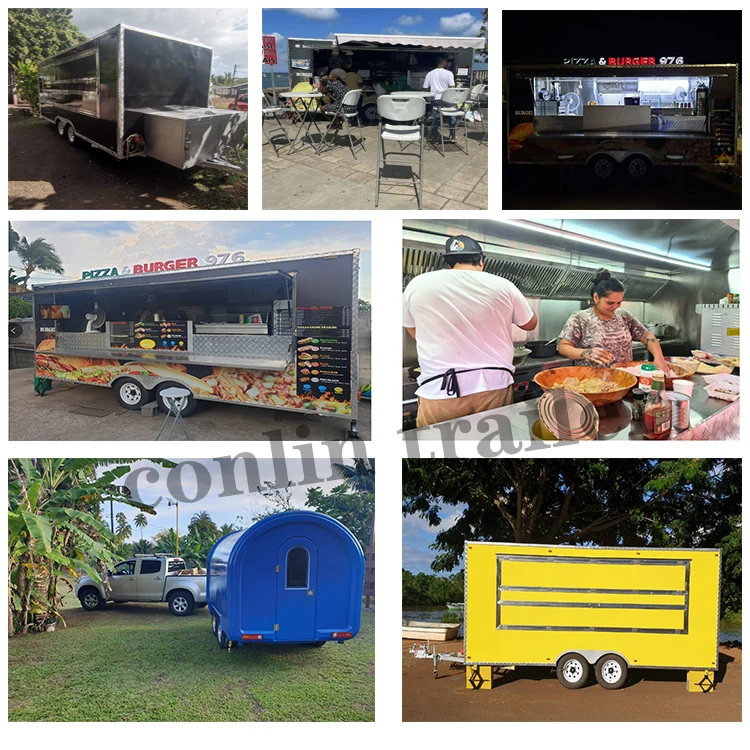 Conlin Factory price pizza food trailer mobile shawarma food cart remolque tienda for sale