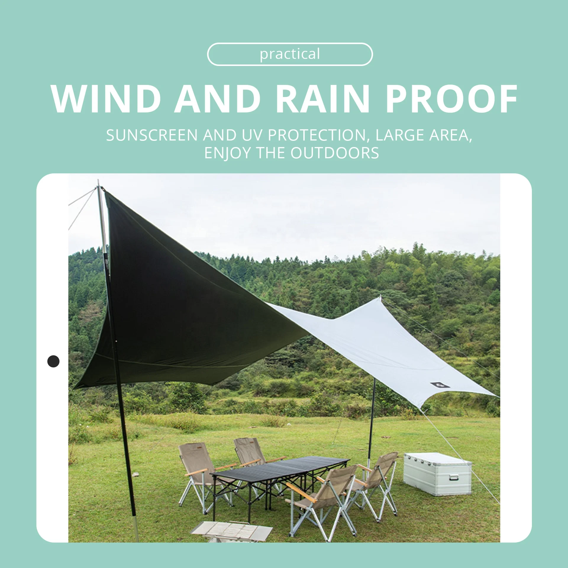 Vinyl hexagonal canopy tent large space large size sunscreen rainproof hiking camping tourism