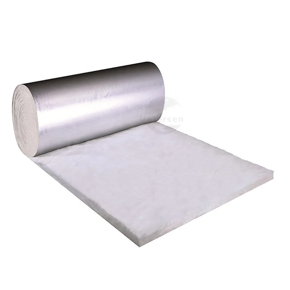 Building materials fiberglass heat insulation non-toxic 50mm glass wool blanket roll with aluminium foil