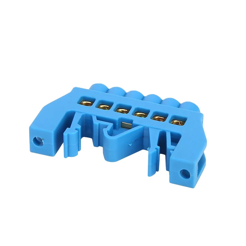 YL-008 Natural Screw Blue Din Rail Mounted Terminal  6 pole  With Full Plastic