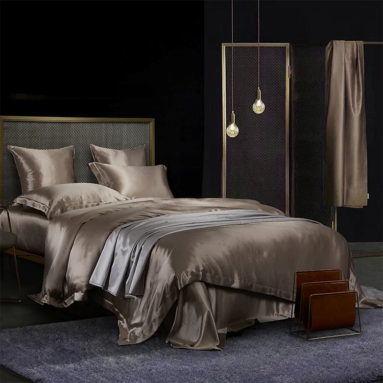 100%  pure mulberry silk luxury bed sheets bedding set