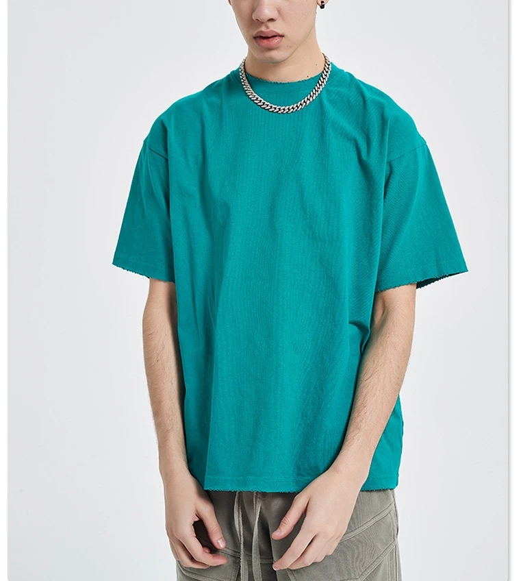 luxury brand street wear heavyweight t shirt distressed oversized blank 100 cotton unisex tshirts