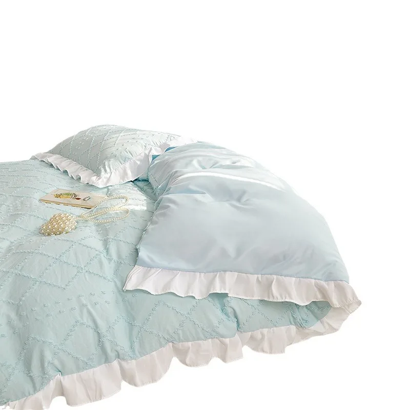 Korean Style Fresh Ruffled Cut Flower Bed Four-Piece Set Quilt Cover Quilt Sheet Three-Piece Set Nantong Factory Wholesale