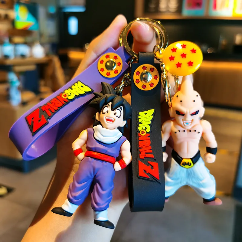 Cartoon 3d Pvc Anime Dragon Ball Keychain Car Key Chain Bag Pendant Doll Pendant Goku Keychain Wholesale