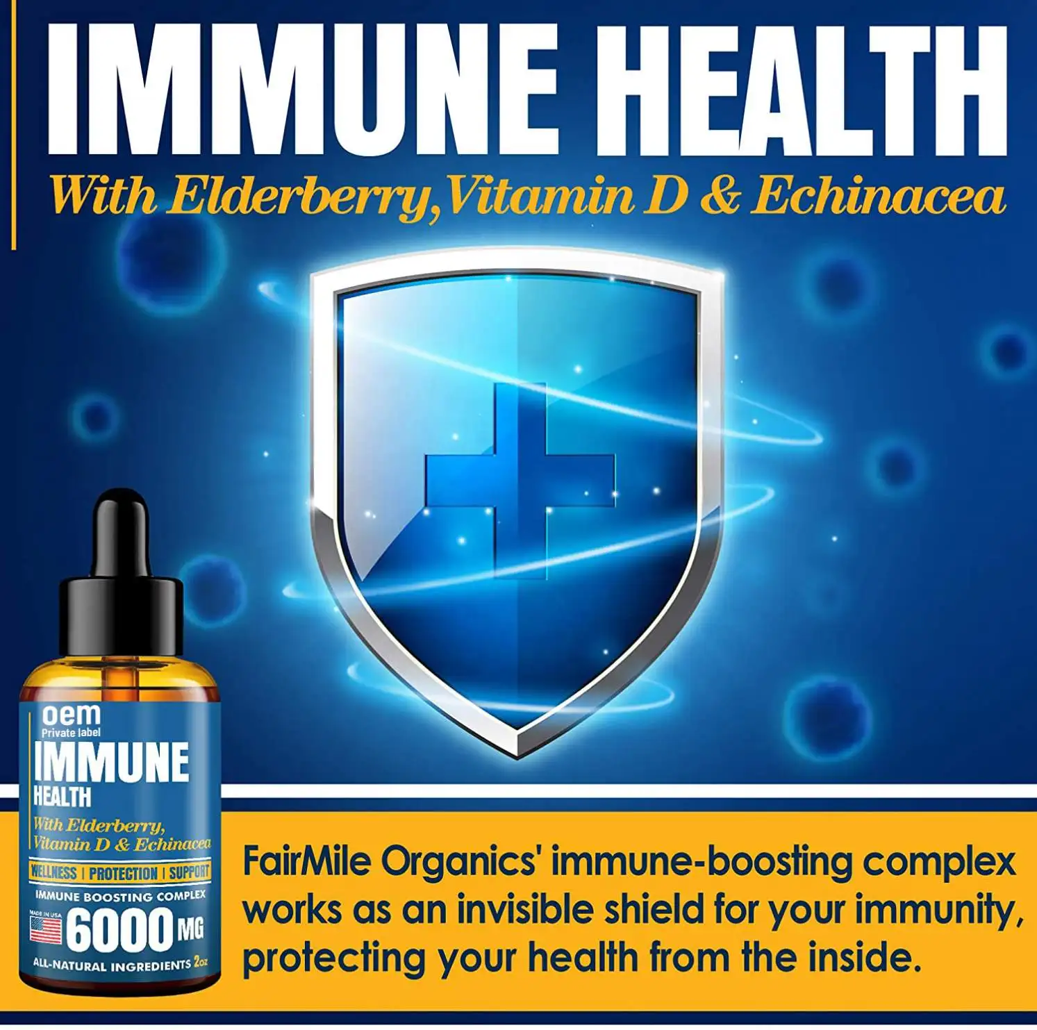Immune Booster Supplements Elderberry Zinc Vitamin 6-in-1 Liquid Multivitamin Supplement Vitamin D3 and Vitamin C Immunity Drops