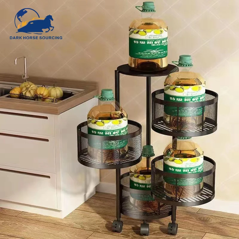 Multi size Kitchen Vegetable Rotating Shelving Floor storage stand rack multi - layer shelving cylindrical storage rack