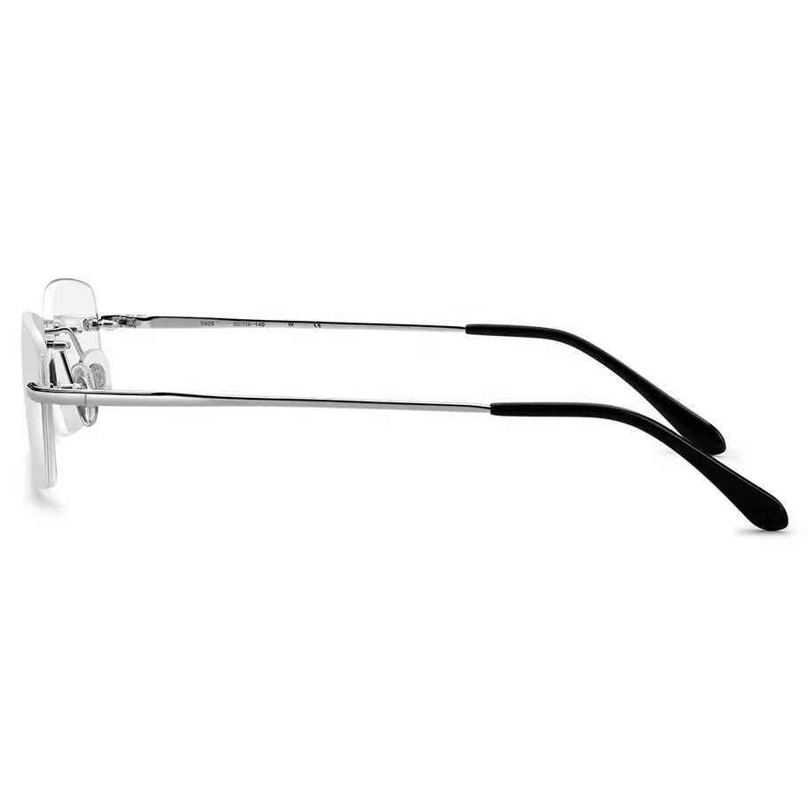 
Fashion Rimless S925 Silver Optical Frames Eyeglasses with Blue Light Blocking Lens 