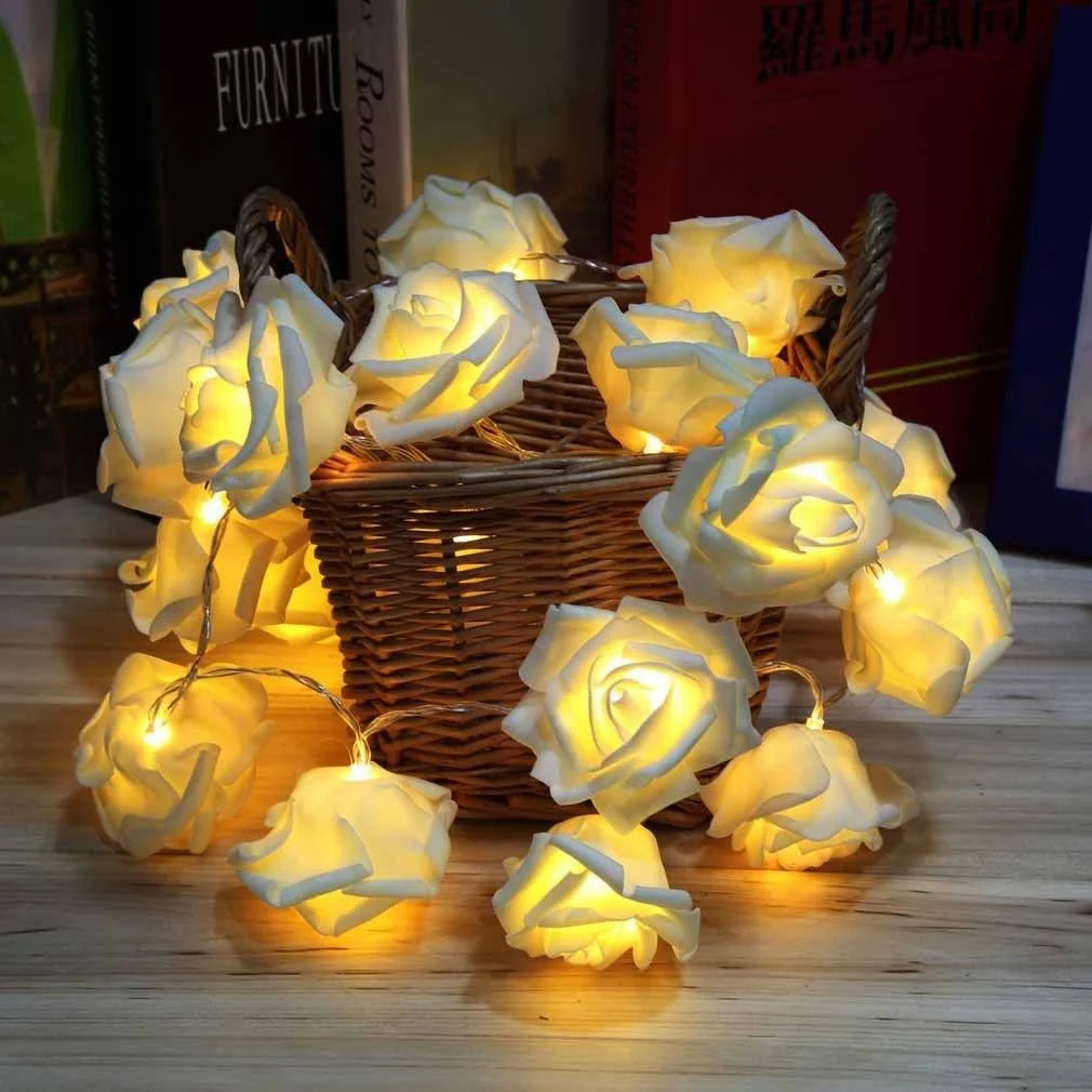 led white rose flower string light premium romantic wedding fairy  light for garden patio
