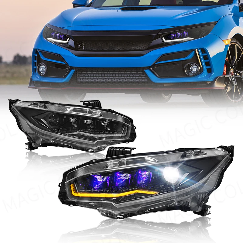 Car Led Head Lamp Turn Signal Driving High Low Beam Daytime Running Light DRL For Honda Civic 10th 2016 2017 2018 2019 2020 2021