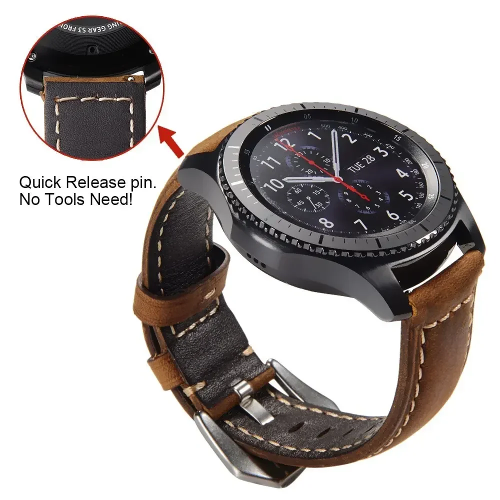 CAOWTAN 20 22mm Watch Band For Samsung Galaxy Gear S3 Fashion Band Genuine Leather Strap Quick Release Pin Wristband With Clasp