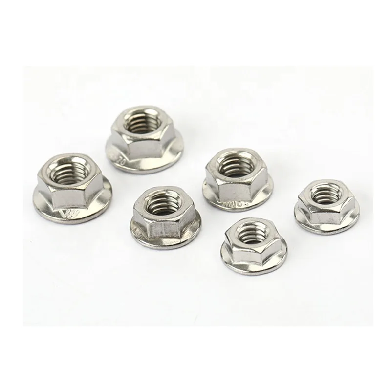 DIN6923 Standard Stainless Steel Serrated Flange Hexagon Lock Thread Nuts for Equipment Flange Wheel Hex Coupling Nuts