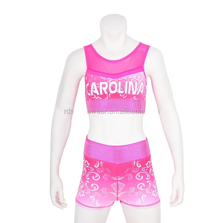 Custom Children Girls Cheerleading Practice Wear Cheer Top And Shorts Gymnastics Training Dance Team Wear