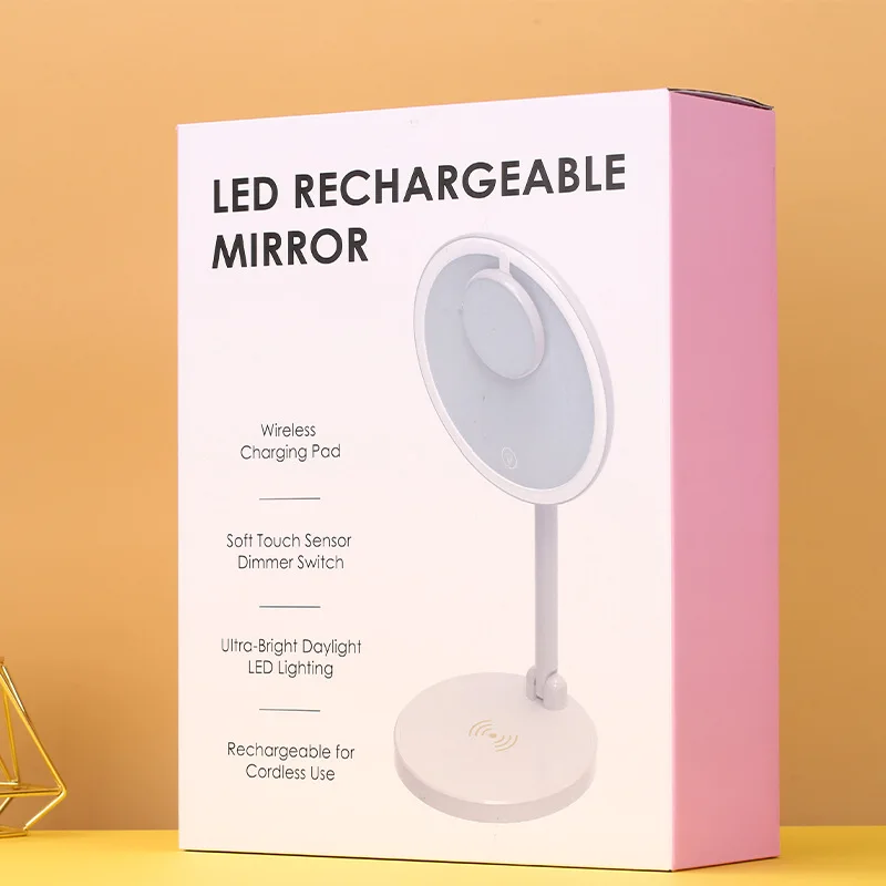 Multifunctional Desktop LED Makeup Mirror Custom Smartphone Wireless Charging Makeup Mirror