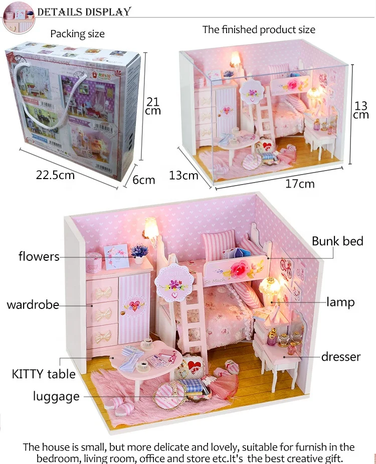 Miniature Dollhouse Kits with Accessories Wooden Toys Play set Best Birthday for Girls Women