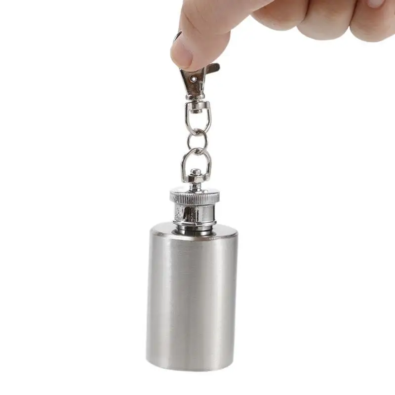Portable outdoor camping hip flask stainless steel hip flask 1 oz with keychain liquor bottle