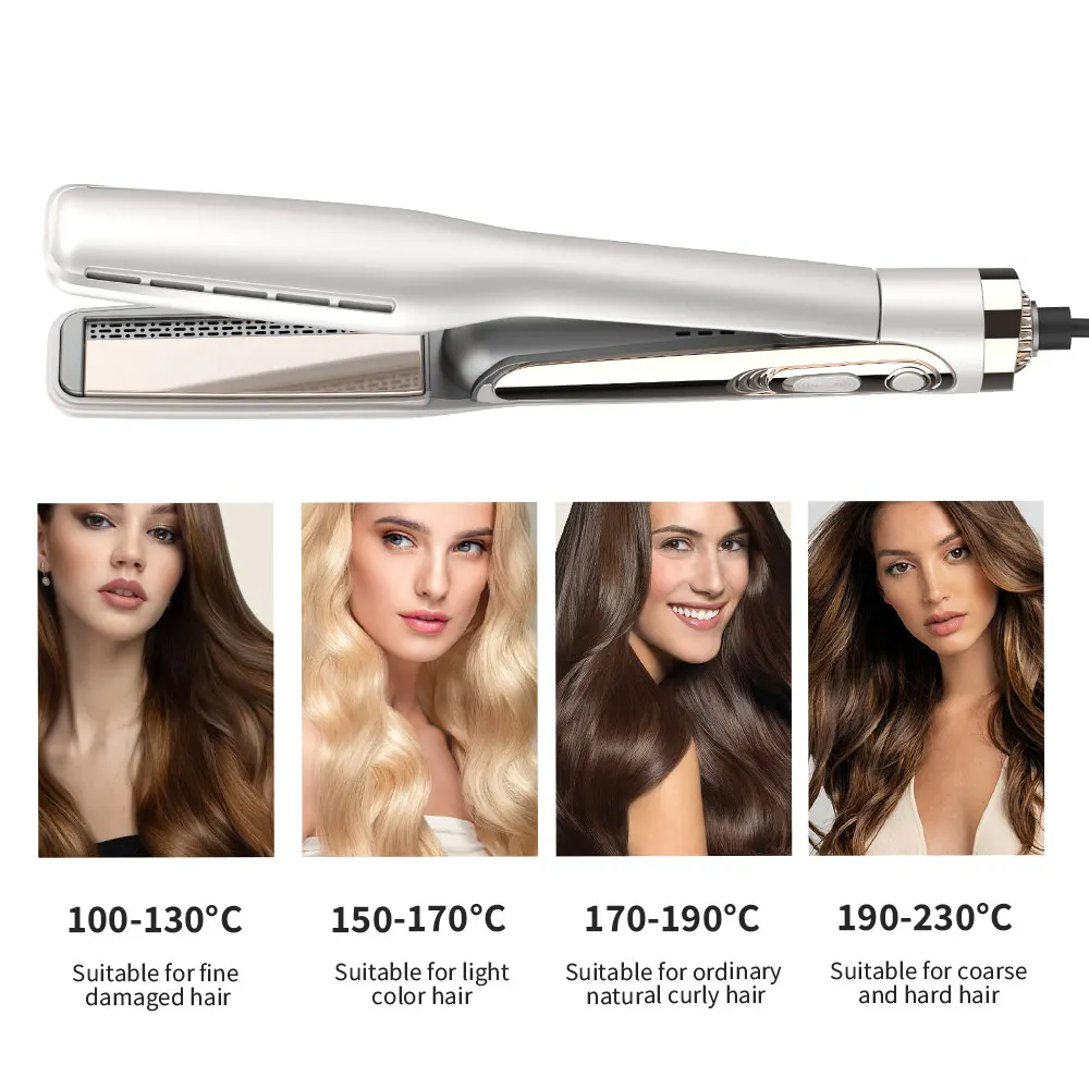 newest technology hair straightener with hot air new 2024 2-in-1 cool air hair styler straightening and curl red light