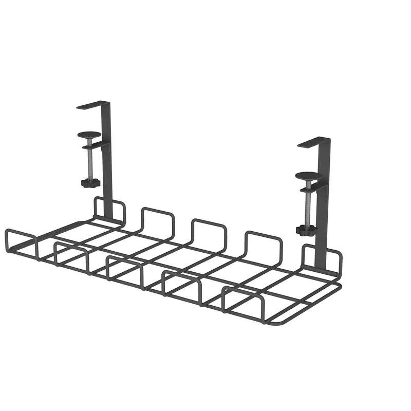 Adjustable Metal Cable Management Tray Organizer Office Desk No Drill Wire Management Rack Single Tier Easy Clamp Installation