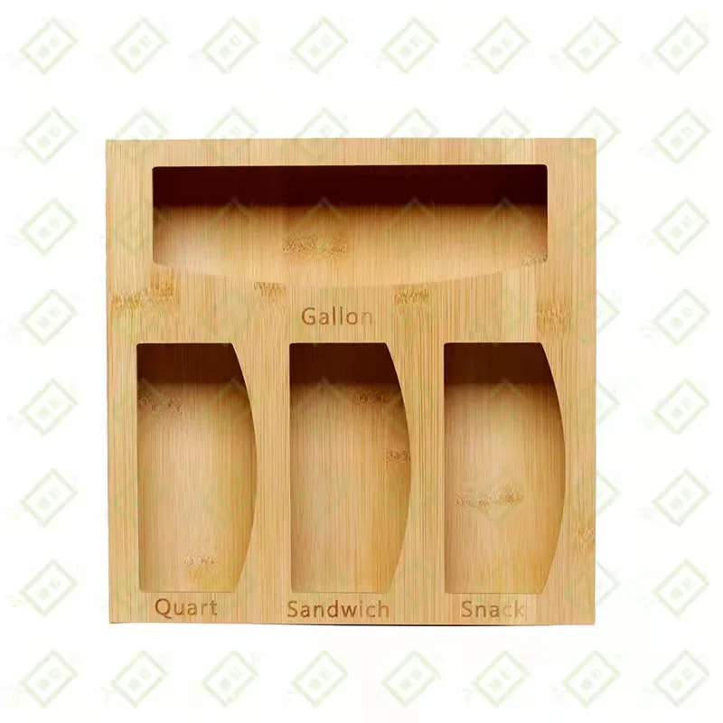 4 in 1 Bamboo Food Storage Bag Organizer for Kitchen Drawer Ziplock Solimo Gallon Quart Sandwich and Snack Variety Size Bags