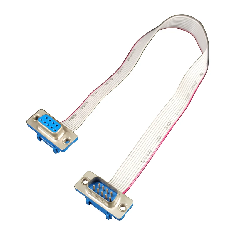 Dsub 9 Pin Db9 Male to Female Connector Custom 2.54mm Idc Female 10 Pin Flat Ribbon Cable Assembly