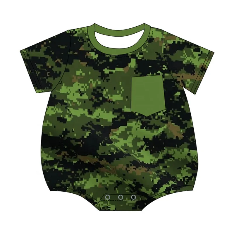 Wholesale baby boy custom clothing Baby newborn bamboo fiber camouflage print toddler short sleeve  rompers