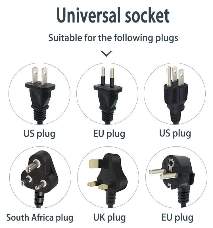 High quality Competitive price black extension 3 way plug outlet electric board switch power strip socket with 6 usb