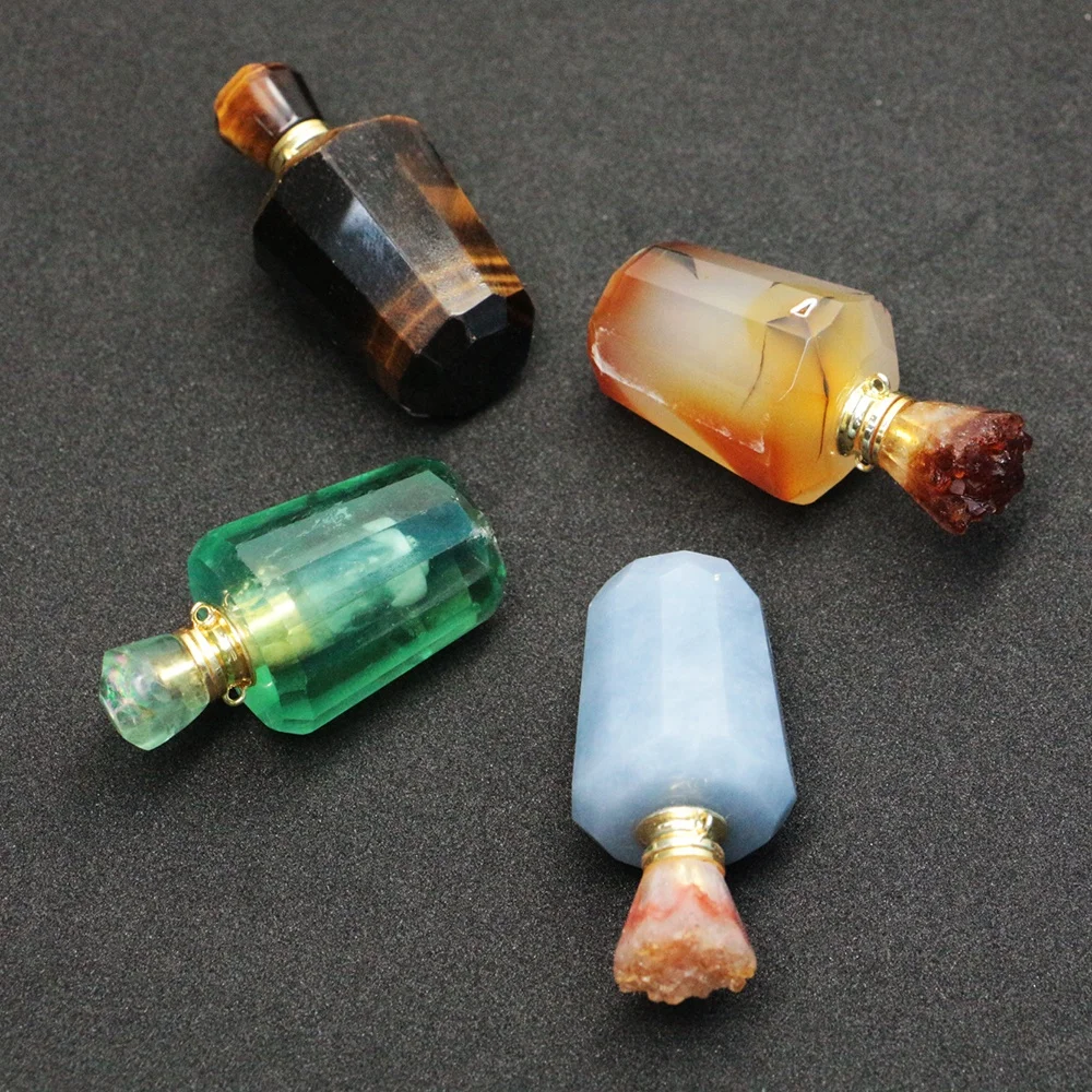 LS-A067 trendy perfume bottle pendant fluorite pendant,citrine, blue lace agate,tiger eyes charm pendant gemstone hot selling