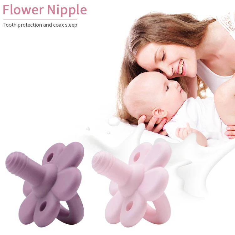 Food Grade Silicone Gel Flower Shape Pacifier Soft  Breathable Design Newborn Baby pacifier
