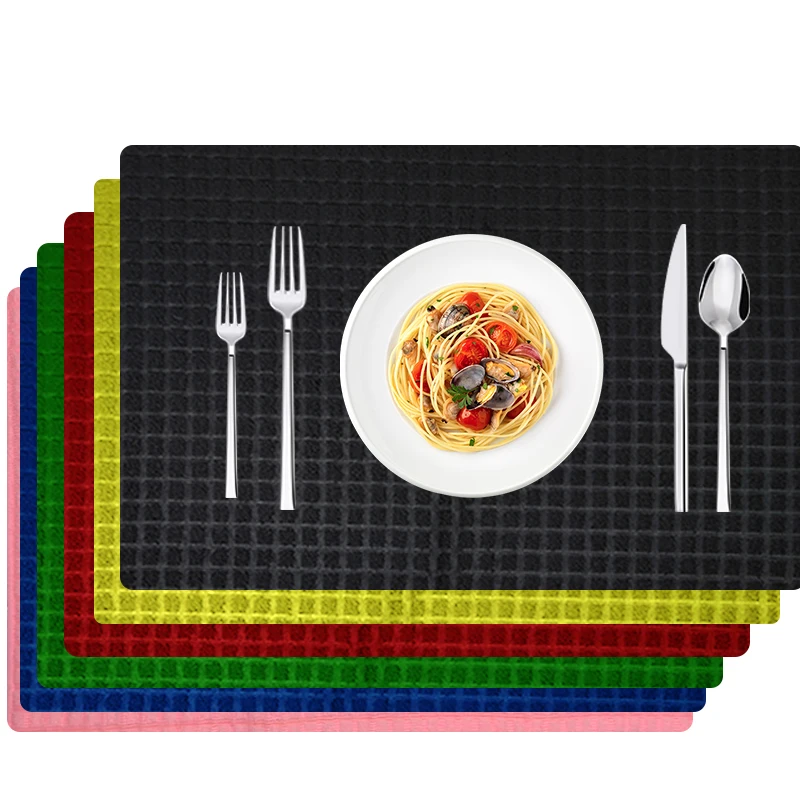 Hook Microfiber dish drying mats Protect Tableware collapsible Durable easy to dry fast drying mats Plaid placemat
