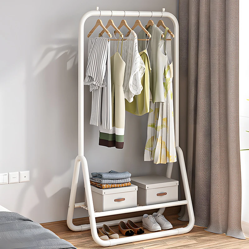 Metal Hanger Drying Clothes Floor Standing Clothing Display Coat Rack For Shoe And Garment