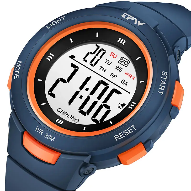 3ATM Waterproof Digital Watch for Men Sport People Teenager Students 40mm Dial ABS Case with Light Feature Watches Boys girls