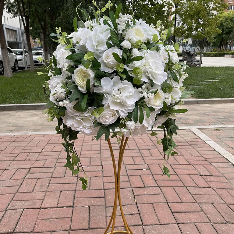 IFG wholesale large wedding ivory flowers 60cm kissing flower ball for wedding centerpiece