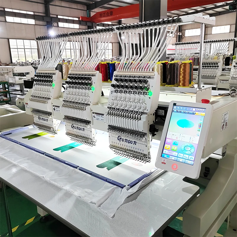 Multi functions cap/ t-shirt/ flat garment/ towel/ jacket/ leather /3D embroidery Three heads embroidery machine sewing