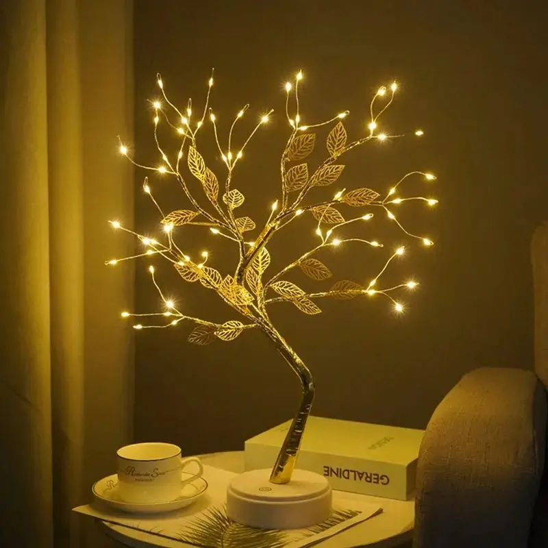 New LED Tabletop Bonsai Tree  DIY Artificial Tabletop Tree Lamp with Battery or USB Powered For Indoor Decoration