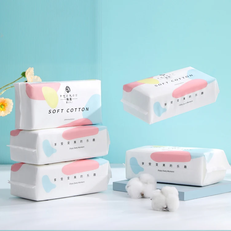 Disposable Cotton Non-Woven Cleaning Facial Dry Soft Pure Cotton Face Tissue Towel For Beauty Salon