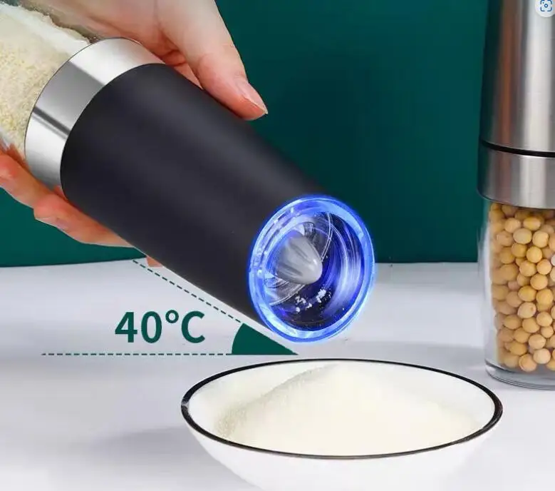 Electric Salt and Pepper Grinder Set Stainless Steel Automatic Pepper and Salt Grinder Refillable
