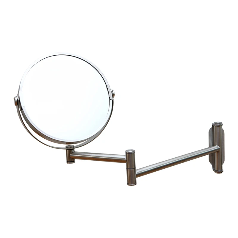 Luxury Customized Shower Room Foldable Stainless Steel Wall Mounted Magnifying Hanging Round Makeup Mirror