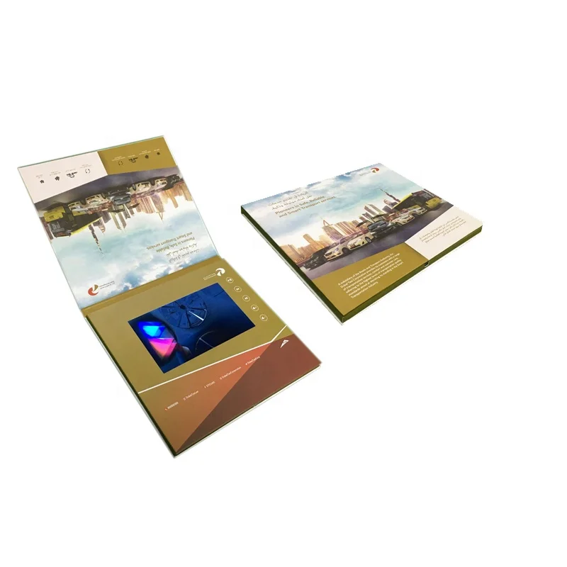 Digital Video Greeting Brochure Cardboard Packaging Book Display Magnet Closure Lcd Gift Box With Screen