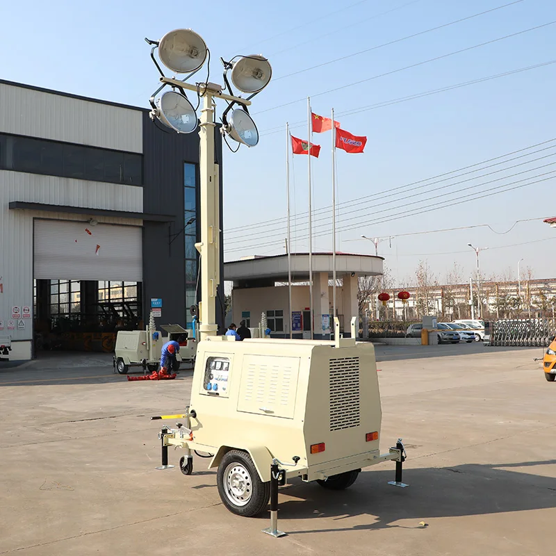 Mobile Light Tower 9m Led Diesel Engine Solar Eco-Friendly Mobile Light Towers For Construction Industrial Lighting