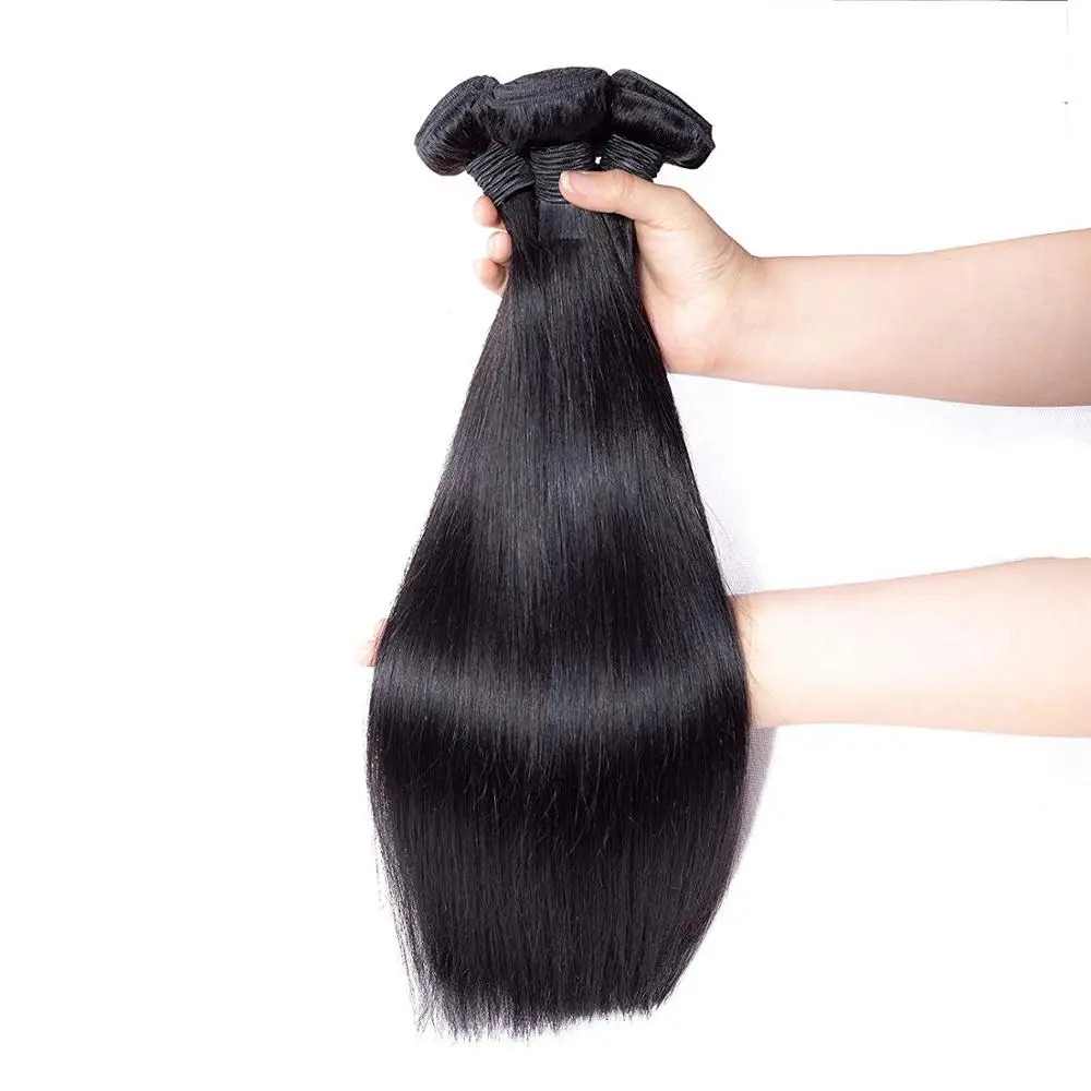 remy brazilian human hair bundles with lace frontals 13*4  real virgin cuticle aligned hair natural black 100% human weaving