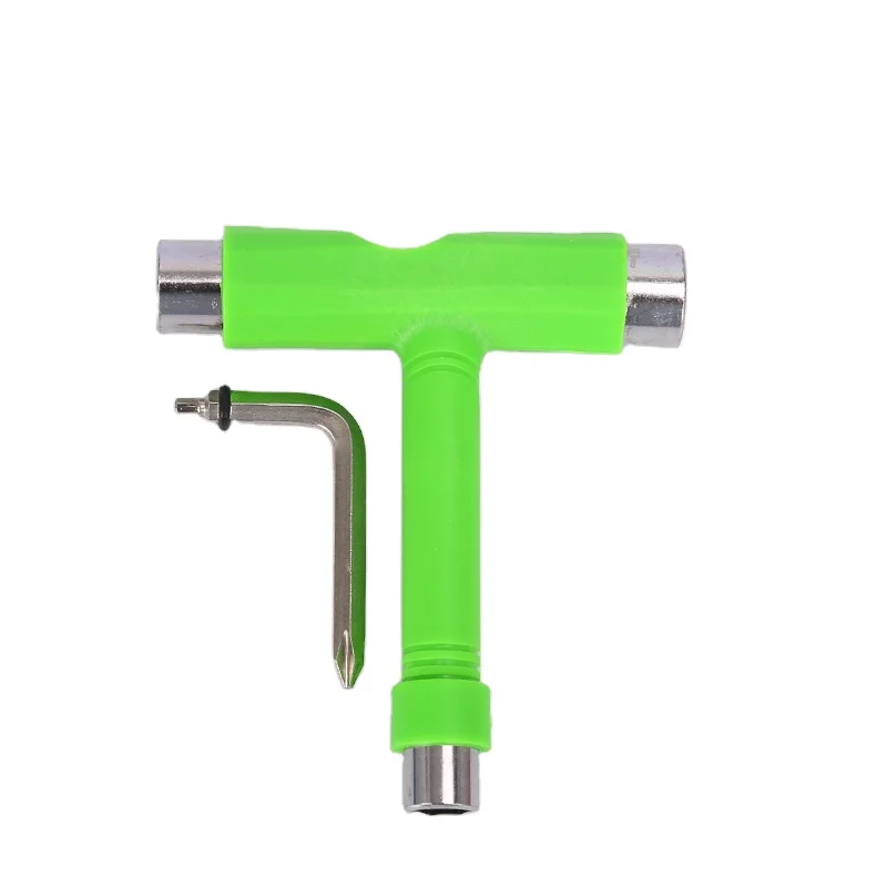 All-in-One Skate Tools Portable Skateboard T Tool Accessory with T-Type Allen Key and L-Type Phillips Head Wrench Screwdriver