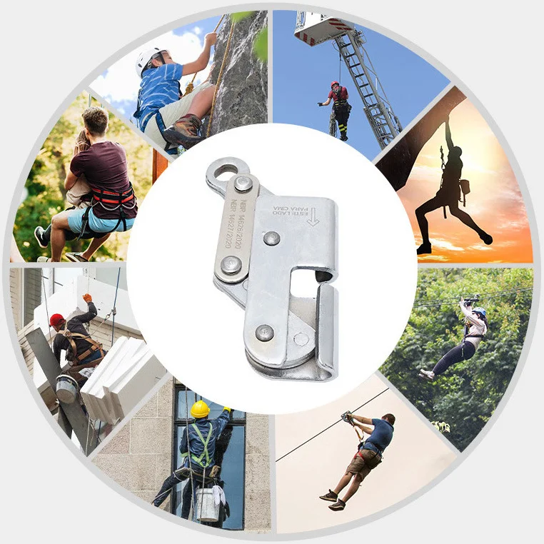 ANT5PPE 10mm Removable Steel Wire Rope Grab Fall Protection Self-Locking Device Climbing Industrial Construction with Carabiner
