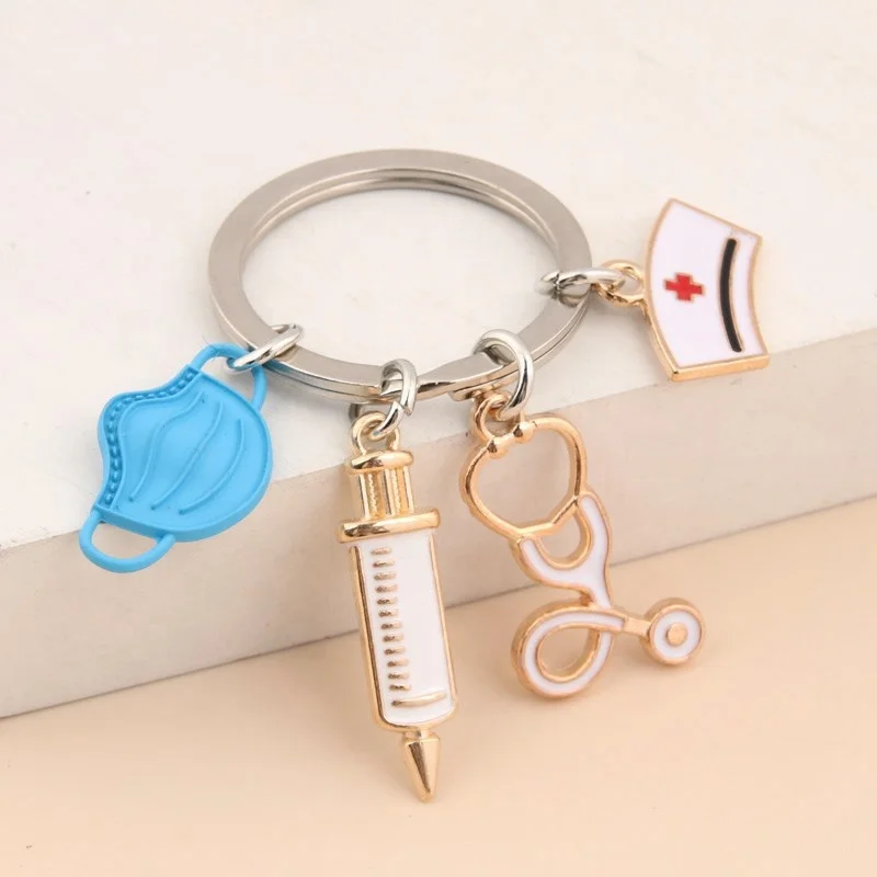 Keychain Doctor Medical Supplies Keychain Syringe Stethoscope Syringe Hat Nurse Keychain Accessories Gift Medico