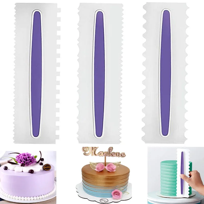 
Wholesale Cake Sculpting Mold Tools Icing Comb Set-3 Piece Big Flexible Fondant Smoothers 
