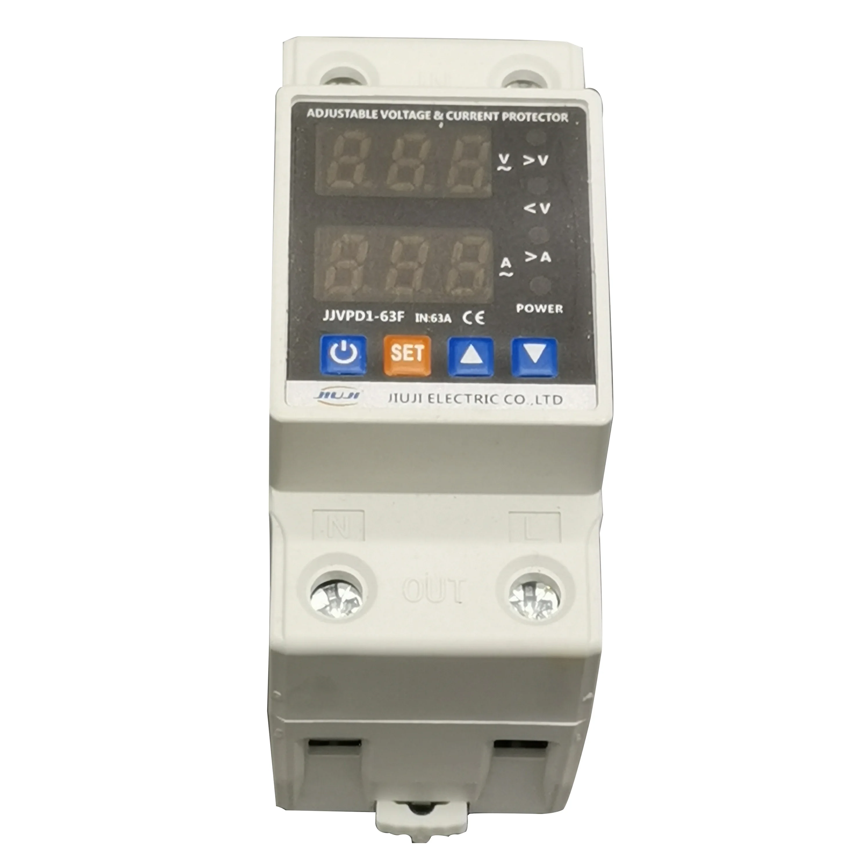 40A 63A Din Rail 230V Adjustable Over Voltage and Under Voltage Protective Device Protector Relay JJVPD1-63F