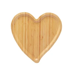 Best seller 2 Sets Heat Shape Bamboo Dinnerware Wood Plates for food snacks sugar