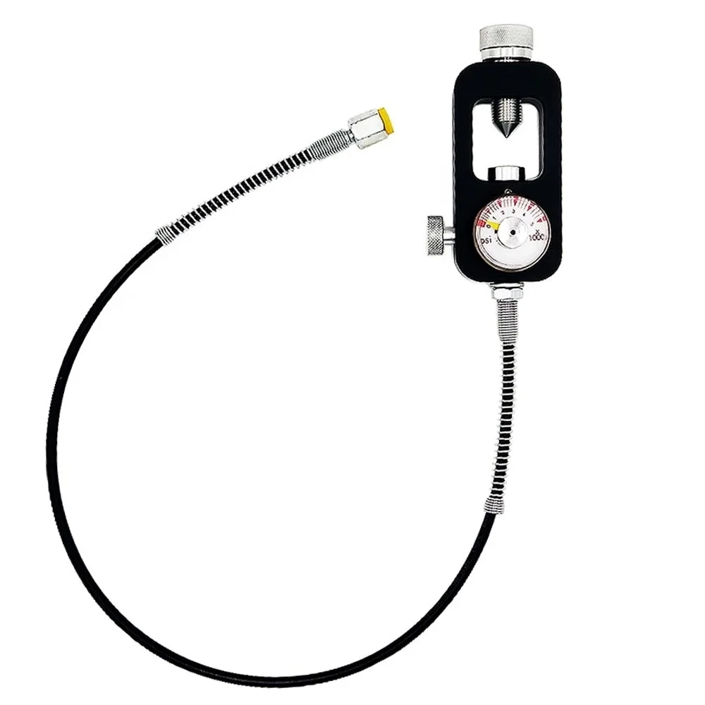 PCP Paintball Air Filling Charging Adapter 60cm DN2 Hose with Pressure Gauge