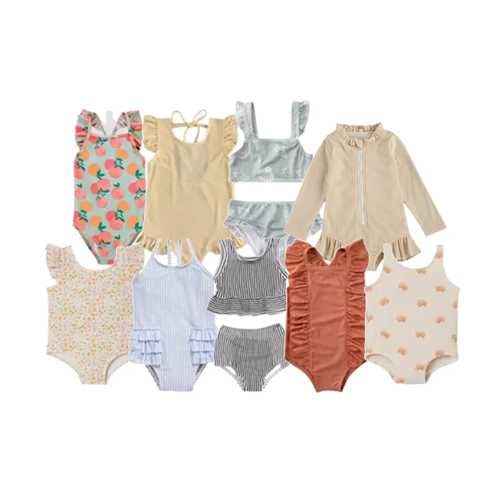 Custom Girls Quick Dry Swimsuit Kids One Piece Swimwear Ruffle Edge Bathing Suit Summer Beach Bikini Swimwear Beachwear