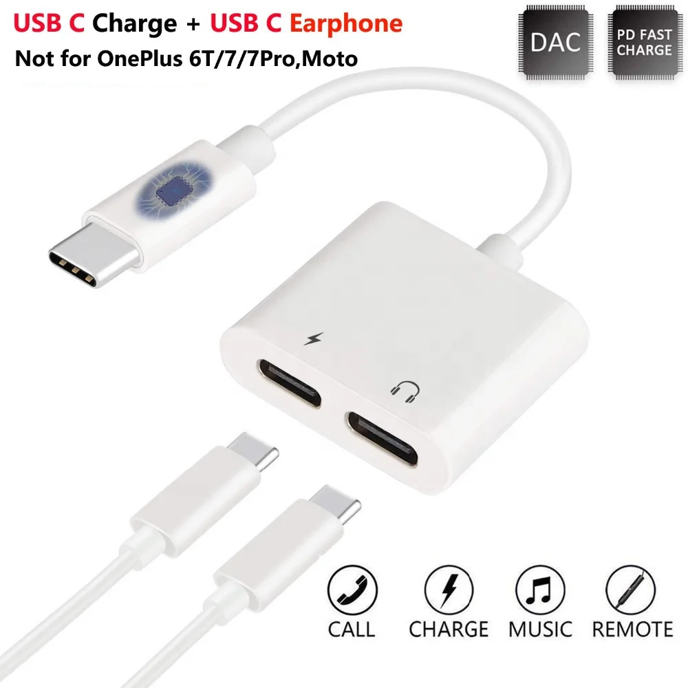  Разъем для наушников USB C 2 в 1 адаптер Type-C AUX аудио разъем питания кабель конвертер iphone