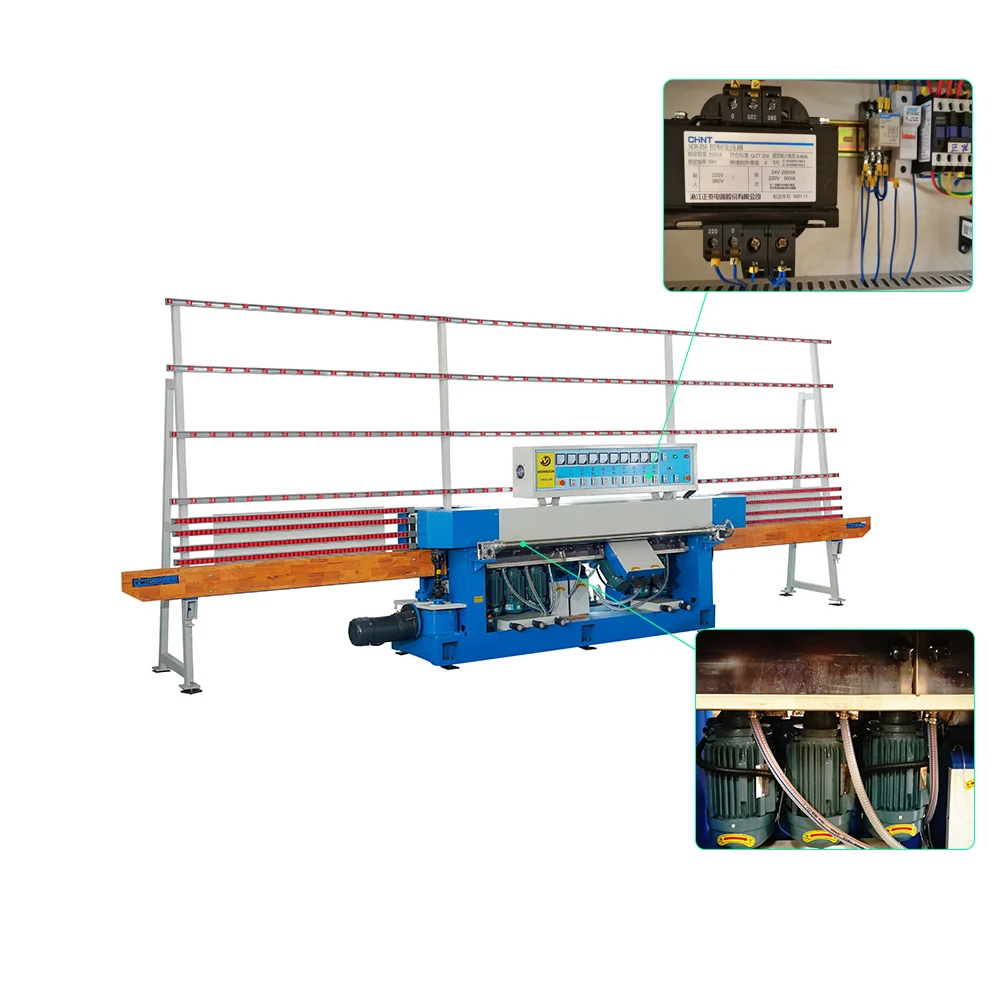 New Arrivals Hot Sale Automatic Vertical 9 Motors Glass Straight Line Edging And Polishing Machine